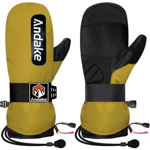 Andake Winter Ski Mittens for Men Women&Teenager,Waterproof & Insulated Snow Gloves, Warm Cold Weather Mittens,Professional Snowboard Mittens for Skiing, Snowboarding,Winter Sports, XL, Yellow