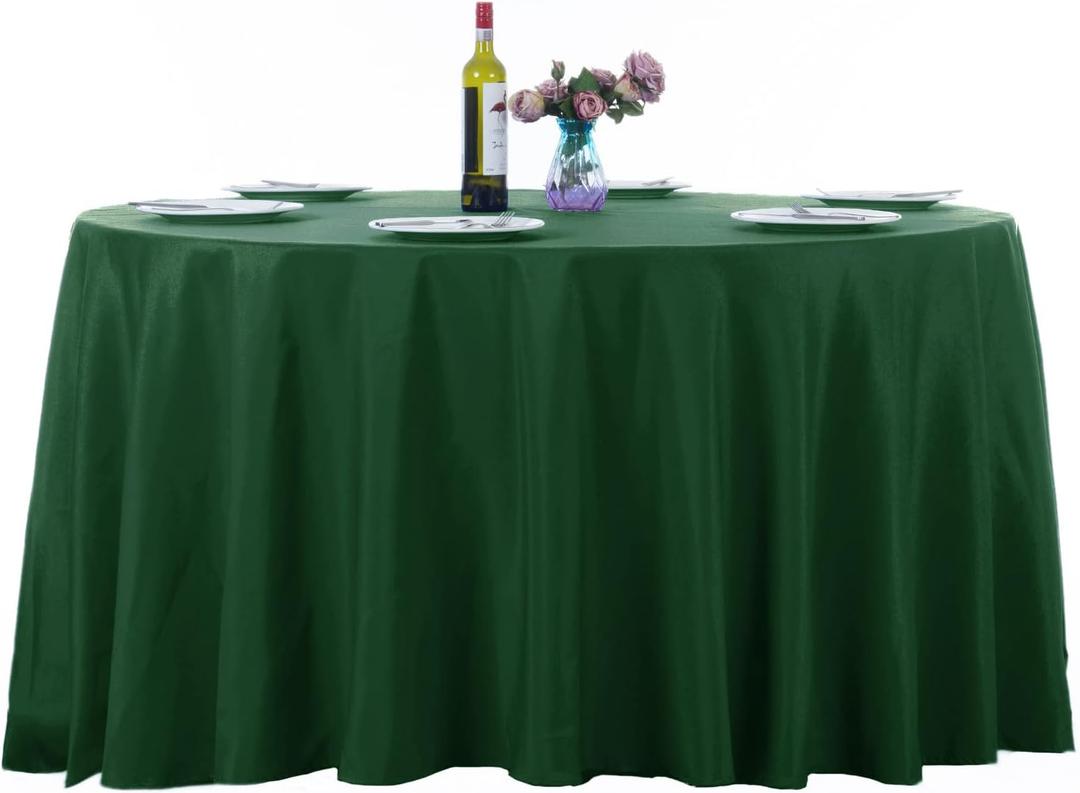 Ascoza 2pack 132 Inch Hunter Round Tablecloth in Washable Polyester Fabric for Wedding/Banquet/Restaurant/Parties
