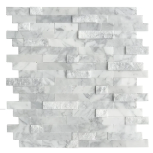 SUNWINGS 5-Sheet Peel and Stick Mosaic Natural 3D Stone Self Adhesive Marble Tiles, 11.5" x 10.7" Stick on Backsplash for Kitchen Bathroom Fireplace Vanity, Mixed Gray