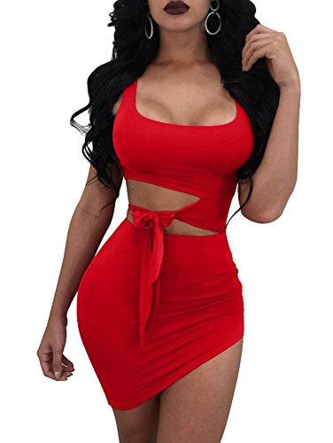 GOBLES Womens Sexy Bodycon Cut Out Sleeveless Outfit Mini Club Tank Dress Red, M GOBLES Womens Sexy Bodycon Cut Out Sleeveless Outfit Mini Club Tank Dress Red, M