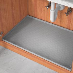 Under Sink Mat for Kitchen Waterproof, 34"22 Silicone Bathroom Sink Mat, Under Sink Liner Drip Tray and Protectors for Bottom of kitchen Sink, Fits 36" Stand Cabinets (Grey) (Gray)