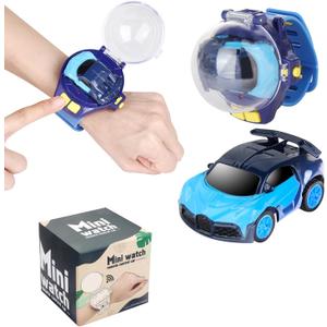 Remote Control Car Watch Toys with LED Light,2.4 GHz Mini Racing Cars Wrist Toy for Kids,RC Small Car Interactive Outdoor Game Christmas Halloween Birthday Gifts,Blue
