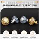 Gold Long Curtain Rods for Windows 72 to 144 Inch, Decorative Vintage Crystal 1'' Diameter Curtain Rod with Gold Foil Finials, Adjustable Heavy Duty Easy Install Drapery Pole Set for Farmhouse