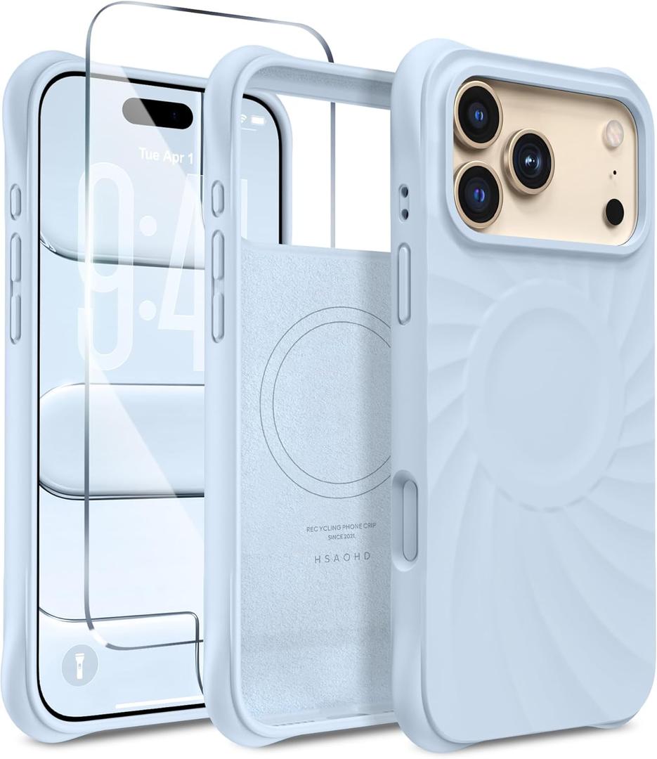 Magnetic for iPhone 17 Pro Case 6.3", Compatible with MagSafe, [Integrated Silicone Camera Control Cover] [Screen Protector], 2X MIL-STD Drop Protection Case for iPhone 17 Pro, Baby Blue