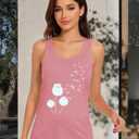 Flower Tank Top for Women Floral Tank Shirt Vintage Muscle Tank Sleeveless Blouses with Floral Tee Tops (Pink, XL)