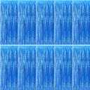 Blue Backdrop Wavy Tinsel Foil Fringe Curtains for Parties Sparkle Metallic Wavy Blue Birthday Decorations for Streamers Party Decorations Photo Booth Props Birthday Ocean Party Decor Supplies (10 Pack)