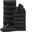 18 Piece Family Bath Towel Set Include 6 Bath Towels,6 Hand Towels and 6 Washcloths Soft Bathroom Towel with Hanging Loops,Highly Absorbent Quick Dry Towels Set for Bathroom,Hotel and Spa-Black