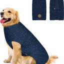 KYEESE Dog Sweater Comfy Dog Sweater Medium Size Dog Medium Dog Sweater with Reflective Yarn Warm Dog Coats Stretchy Dog Clothes Pullover Dog Sweater for Medium Dogs Boy, Navyblue, XL (XL (40-60lbs))