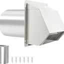 6 Inch Universal Hooded Wall Vent with Screen and Damper for Exhaust Vent Dryer Vents Cover, Outdoor Kitchen Range Hoods, and HVAC Ducts (Galvanized Steel)