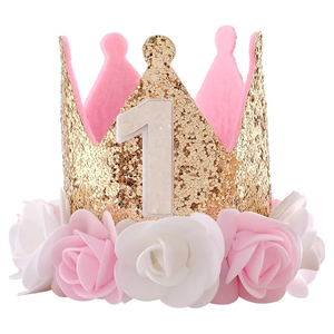 1st Birthday Hat Girl Decorations First For Baby Gifts Rose Gold Pink Crown Party One Year Old Princess
