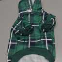 EXPAWLORER Plaid Dog Hoodie - British Style Warm Dog Sweater Shirt with Leash Hole,Pitbull Clothes Outfits,Winter Coat Apparel for All Breeds Puppy Girl Boy-Cat Apparel,Green Small