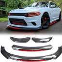 Universal Car Front Bumper Lip Kit Chin Spoiler Diffuser Protector Compatible for Toyota Corolla Camry Honda Civic Accord Ford Focus Nissan Altima Hyundai Elantra and More (Carbon Fiber with Red)