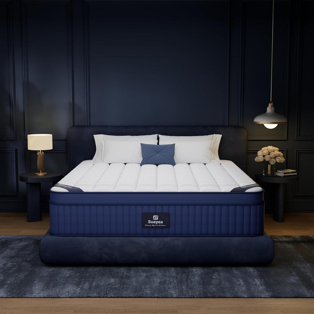 King Size Mattress, 14 Inch Size King Mattress in a Box, Medium Pocket Spring and Gel Memory Foam for Superior Comfort, Pressure Relief, Strong Edge Support