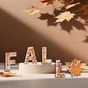 5 Pcs Fall Table Decor Rustic Wooden Letters Sign with Maple Leaf Tabletop Sign Autumn Decorations for Home Thanksgiving Farmhouse Harvest Autumn Holiday Decor