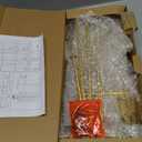 Jewelry Organizer Stand, Metal Rotating Earring Holder Organizer, Multi-Functional Adjustable Necklace Rack Holder Bracelet Watch Holder for Jewelry Earrings Ring (Gold) (Golden-White Wood)