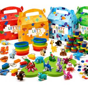84 Pcs Building Blocks Party Favors with Animal Building Blocks for Kids Birthday Party Supplies