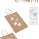 Toovip 100 Pack 5.25x3.25x8.25 Inch Small Plain Brown Kraft Paper Bags with Handles Bulk, Gift Bags for Favor Grocery Retail Party Birthday Shopping Business Goody Craft Merchandise Take Out Sacks