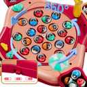 Magnetic Fishing Game for Kids Toddlers Ages 1-3 3-5 5-7, Fish Toy Board Game for Kids 3 4 5 6 7 8 Years Old, 70 Pcs Fishing Table Toys Fish Catch Game Birthday Gifts for Boys Girls, Pink