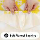 Rectangle Vinyl Table Cloth, Waterproof Elastic Fitted Tablecloth with Flannel Backing, Plastic Table Cover for Picnic, Camping, Outdoor (White & Yellow, 24"x48")