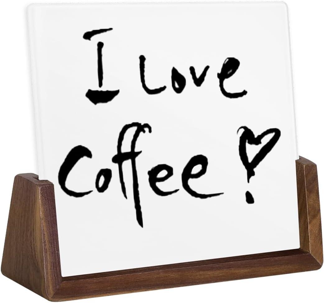 Desktop Glass Dry Erase White Board with Walnut Wood Base, Memo Whiteboard, Writing Note Pad, Mini Glassboard for Tabletop Display(Walnut Base, White Glass)