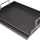 Utheer 17" x 13" Nonstick Coating Cooking Griddle for Gas Grill, Universal Griddle Flat Top Plate Insert with Grease Groove and Removable Handles for Charcoal/Gas Grills, Camping, Tailgating, Parties