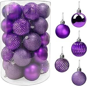 Sibosen Christmas Ball Ornaments, 34 Count Pre-Strung Xmas Balls, Shatterproof Barrel Packed Balls for Holiday Party Wreath Tabletop Tree Decorations, 3.15 Inch, Purple Sibosen Christmas Ball Ornaments, 34 Count Pre-Strung Xmas Balls, Shatterproof Barrel Packed Balls for Holiday Party Wreath Tabletop Tree Decorations, 3.15 Inch, Purple