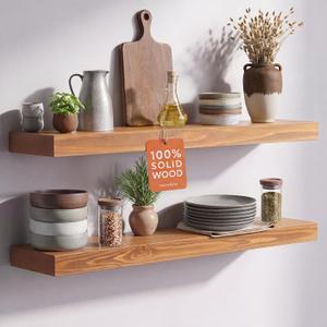 Homeforia 30 Inch Floating Shelves, High-End Solid Pine Wood, Set of 3
