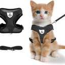 shudyear Summer cat Chest Harness and Leash, Anti-Escape Adjustable Soft mesh cat Leash and Chest Harness Set for All Types of Cats cat Vests (Size S,Black) (S(Neck:9.44" chest:11.02"-14.96"))