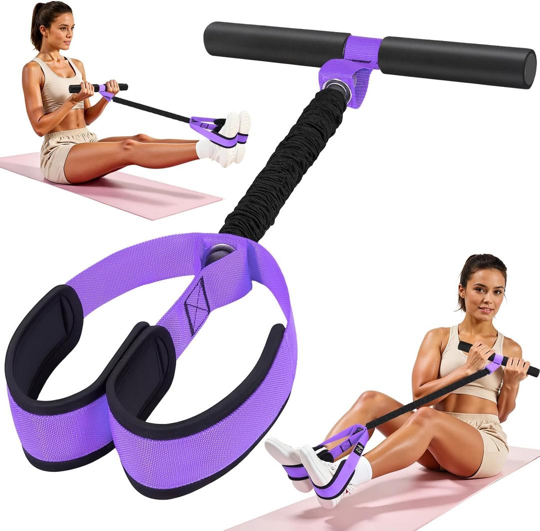 2026 Upgraded Durable Pedal Resistance Band with Handle, Thickened Latex Tubes and Soft Foam Fabric Foot Pedal, Sit Up Exercise Equipment for Abdomen, Waist, Arm, Core/ABS, Leg, Physical Therapy (1-Purple)