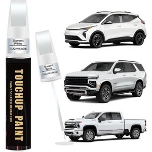 2 x Summit White(GAZ/WA8624) Car Paint Touch Up Pen for Chevy, 2-In-1 Color Accurate Touch Up Car Scratch Repair Paint Exact Match Chevy Series Premium Automotive Scratch Remover for Nicks & Chips Repair, 0.4 Fl Oz (EXP 10/23/29)