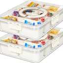 Snackle Box Container, Divided Serving Tray with Lid and Handle, Portable Big Snack Charcuterie Container, 8 Independent Compartments