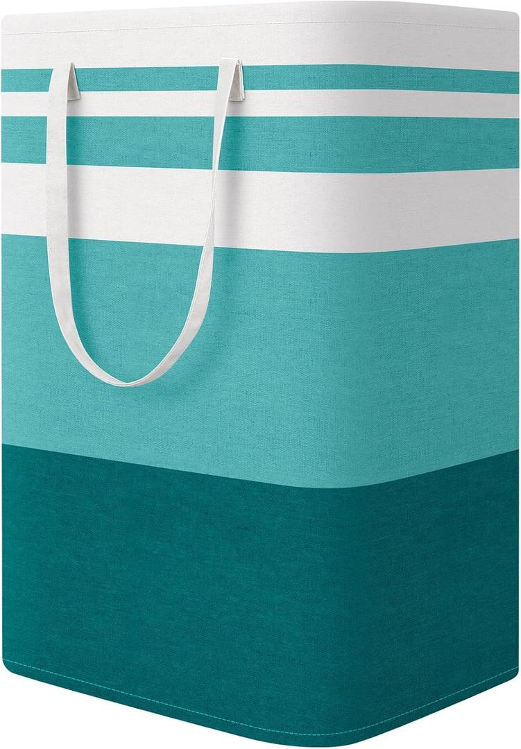 StorageRight Large Collapsible Laundry Basket Hamper with Easy Carry HandlesFreestanding Clothes Hampers for Laundry, Bedroom, Dorm, Towels, Toys, 75L, Green