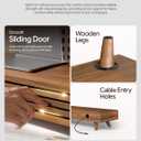 Tinamo 24" Wood Monitor Stand Riser with Sliding Door and Cable Management