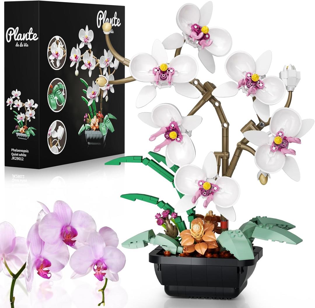 itshWOee Orchid Flowers Bouquet Building Set, Botanical Collection Artificial Plant for Home Dcor, Ideal Gifts for Christmas, Anniversary, Birthday, Mother's Day.