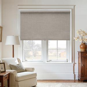 Burlywood Birch 100% Blackout Roller Shades for Window Room Darkening Thermal Insulated UV Protection Cordless Free-Stop Window Blinds for Bedroom Home Office Door Protect Privacy 71" W x 72" H