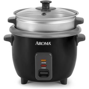 Aroma Housewares ARC-363-1NGB 3 Uncooked/6 Cups Cooked Rice Cooker, Steamer, Multicooker, 2-6 cups, Black