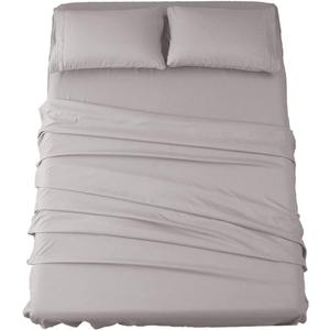 SONORO KATE Bed Sheet Set Super Soft Microfiber 1800 Thread Count Luxury Egyptian Sheets 16-Inch Deep Pocket Wrinkle and Hypoallergenic-4 Piece(Full Grey)