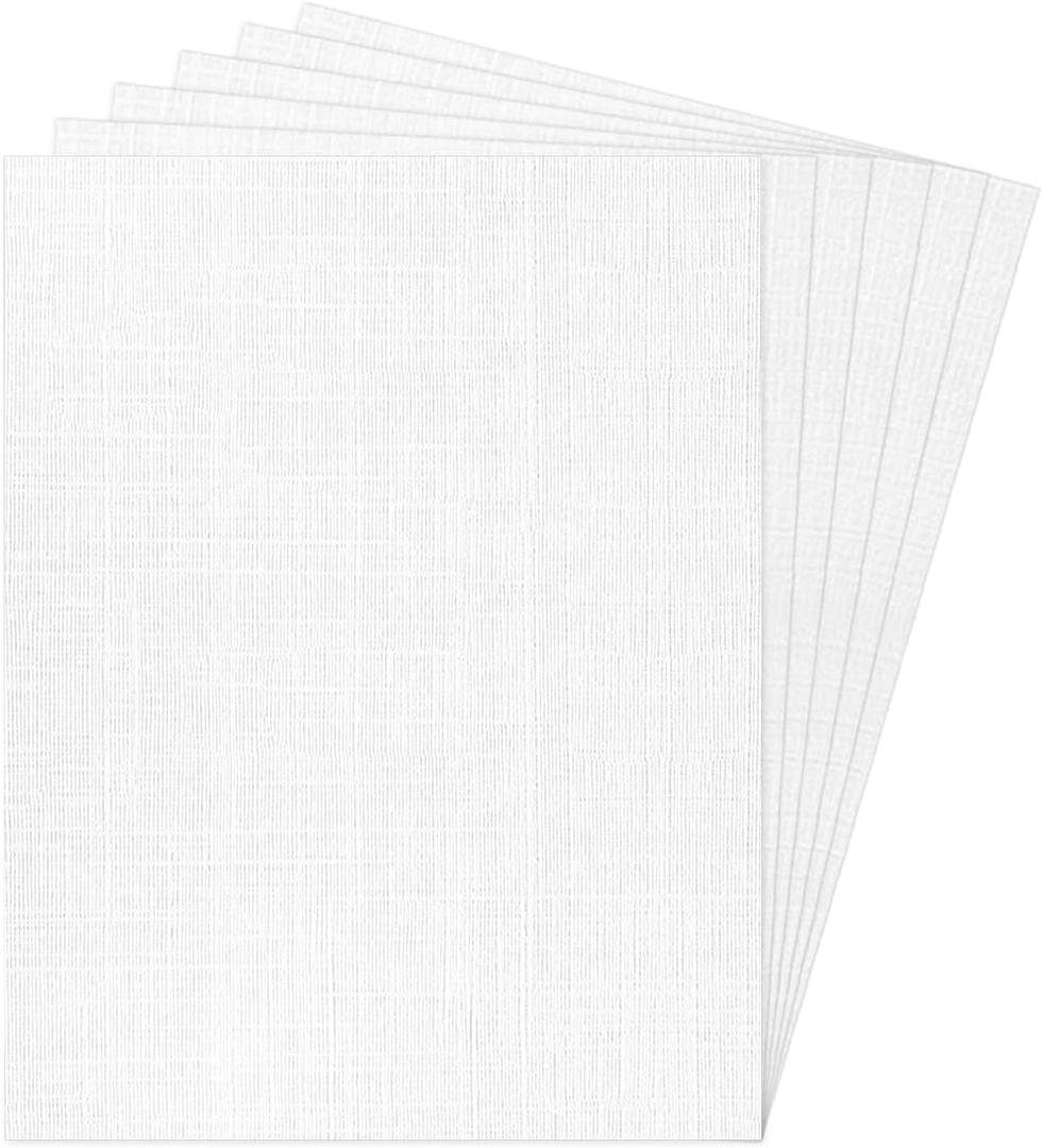 8.5x11 Linen Cardstock Textured Paper White, Goefun 100lb Heavy Duty Linen Letter Paper, Thick Card Stock White Printable for Invitations, Resume, Letter, Cardmaking, 100 Pack