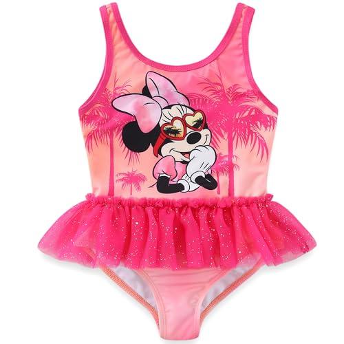 Disney Minnie Mouse Princess Girls UPF 50+ One Piece Bathing Suit for Toddler and Big Kids Pink, Size 5