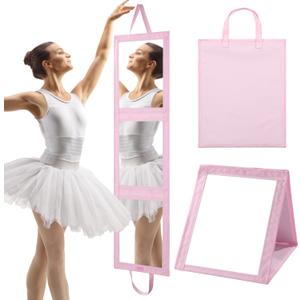 ROYALAY Foldable Full Length Mirror with Handle - 47 * 13in Portable Travel & Backstage Mirror (Pink)