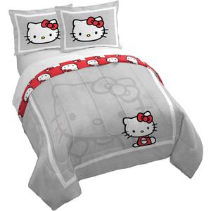Jay Franco Duvet Cover Set  3 Piece Comforter Cover and Sham Set, Super Soft Cozy Bedding (Insert Not Included) Grey - Hello Kitty, Full