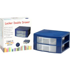 Locker Drawer. Includes 2 Removable Drawer Dividers. Heavy Duty. Fits 12" Wide Locker (Blue Double)