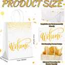 Kosiz 50 Sets Welcome Gift Bags Bulk with Handles and Tissue Paper Welcome to Our Church Kraft Paper Bags for Guests Hotel Wedding Church Visitors Birthday Party Supplies(White)