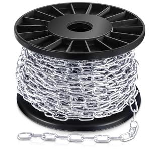 Yaocom Silver Jack Chain for Hanging Stainless Steel Utility Chain Link Roll with Spool for Light Fixture, Bird Feeders, Artworks, Flowerpots (4/25 in 33 ft)