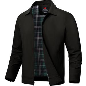 TBMPOY Men's Lightweight Jackets Casual Windbreaker Stylish Light Fall Spring Golf Work Dress Business (X-Large, Black)
