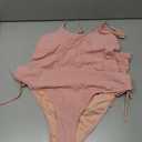 Eomenie Women's One Piece One Shoulder Swimsuit with Drawstring Tummy Control Bathing Suit Sexy High Cut Swim Suits (Pink, XXL)