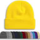 Rosoz Unisex Beanie Winter Knitted Skull Cuffed Soft Warm Hat for Men/Women Slouchy Ski Watch Cap (Bright Yellow)