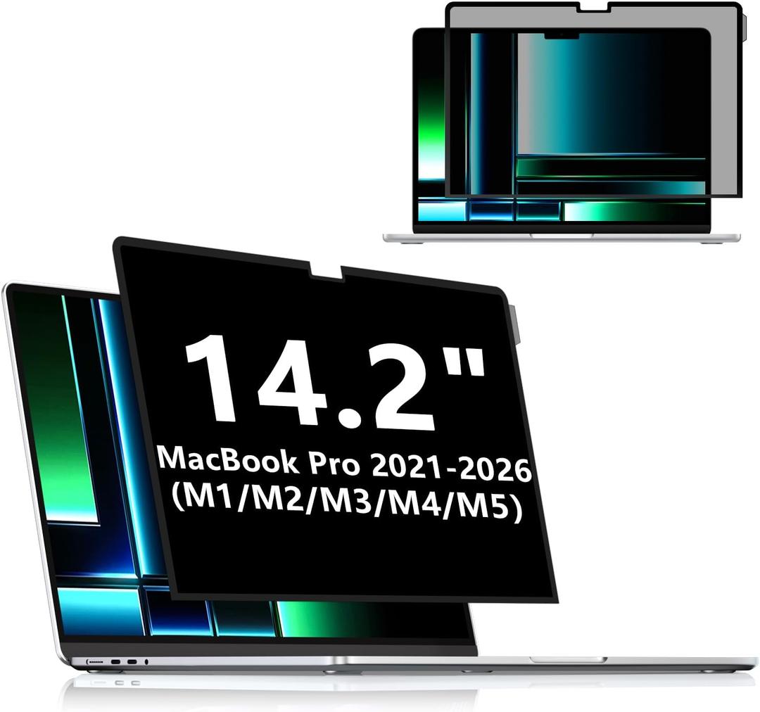 FILMEXT Privacy Screen for Macbook Pro 14 inch (2026-2021,M5 M4 M3 M2 M1), Removable Macbook pro 14.2" A3112 A3401 A2992 A2918 A2779 A2442 Privacy Laptop Screen Filter Anti-Spy/Anti-Glare/Eye Care