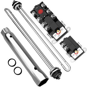 Upgrade EWH-03 Electric Water Heater Tune-Up Kit by puxyblue Fit for A O Simith Ken-more Whhirl-pool with Upper & Lower Heater Thermostat, Heater Elements, Element Wrench, Water Heater Parts