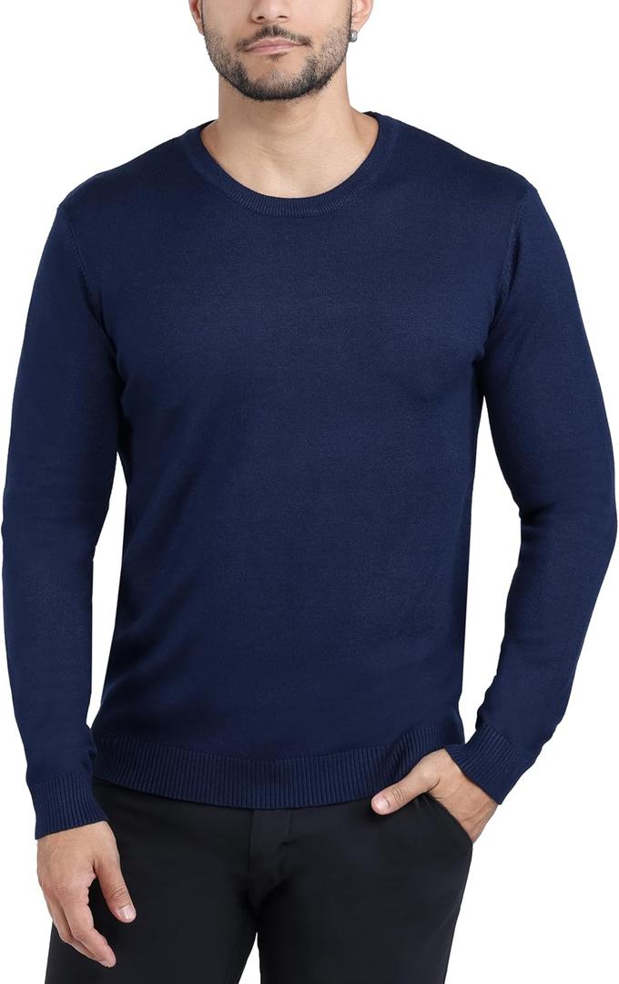 X RAY Mens Crew Neck Sweater Slim Fit Midweight Pullover Sweater for Men for Casual Dressy Wear (Medium, Navy)